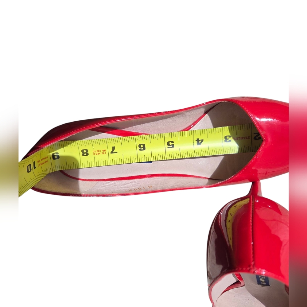 Stuart Weitzman Women's Red Patent Leather Pumps - Picture 6 of 7